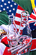 Erlenmeyer Flasks with US flag in background